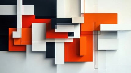 Fototapete - Abstract geometric composition featuring bold colors and varied shapes in modern art style. Generative AI