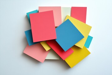 Leinwandbilder - Colorful sticky notes arranged in a playful manner on a white surface for creative brainstorming. Generative AI