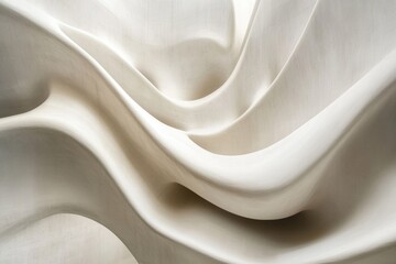 Fototapete - Curved white surfaces creating an elegant and fluid form in modern architecture. Generative AI