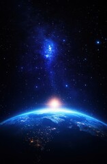 Wall Mural - earth from space a breathtaking view of the planet glowing with stars and the horizon in a hyper-rea