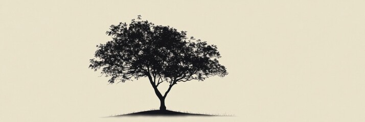 Leinwandbilder - Silhouetted tree on a hilltop during twilight, showcasing natures beauty and tranquility in a serene setting. Generative AI