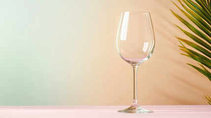 Wall Mural - clear wine glass stands elegantly against soft gradient background