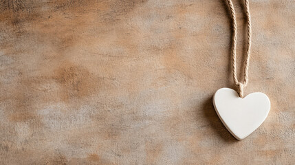 Wall Mural - heart shaped pendant hanging on textured surface evokes warmth and love