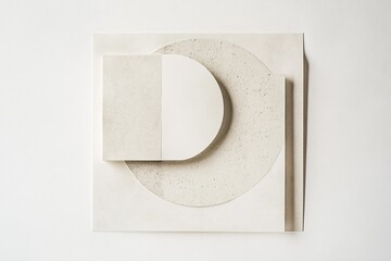 Aufkleber - Minimalist wall art display featuring geometric shapes and neutral tones in an indoor setting. Generative AI