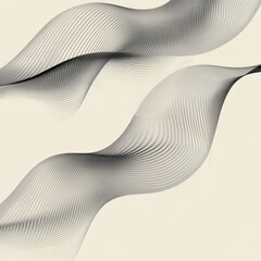 Aufkleber - Curved lines and waves create an abstract design on a light background. Generative AI