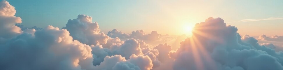 Gentle wisps of clouds in warm golden light against blue sky, clouds, nature, heavenly