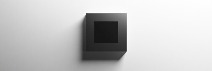 Leinwandbilder - Modern black frame displaying a blank canvas on a minimalist white wall in an art gallery. Generative AI