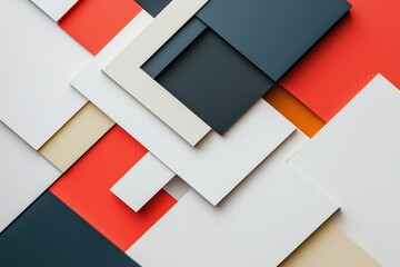 Leinwandbilder - Colorful geometric shapes overlapping on a flat surface in an artistic arrangement highlighting contrast and texture. Generative AI