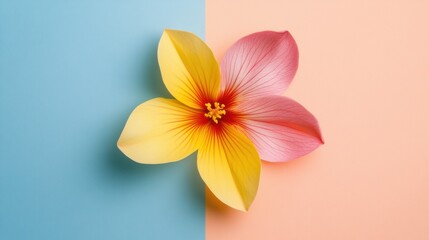 Aufkleber - Bright and colorful flower displayed on a soft pastel background showcasing vibrant colors and textures. Generative AI