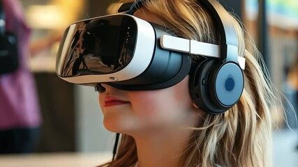 Wall Mural - a young entrepreneur learns about augmented reality basics, exploring its applications in gaming and