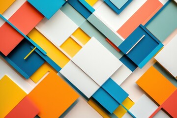 Aufkleber - Colorful geometric pattern with overlapping shapes and vibrant hues creating a modern artistic backdrop. Generative AI