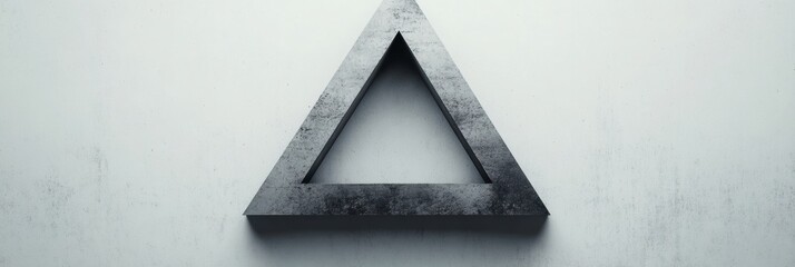 Fototapete - Symbol of a three dimensional triangle design on a textured background in a minimalist style. Generative AI