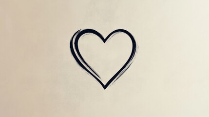 Aufkleber - Artistic drawing of a simple heart shape on a textured background. Generative AI