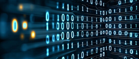 Digital Binary Code in Futuristic Technology Background