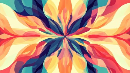 Aufkleber - Colorful abstract design showcasing swirling shapes and vibrant hues in a symmetrical pattern. Generative AI