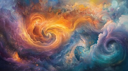 Wall Mural - Cosmic swirls of color abstract art digital painting vibrant universe artistic view imaginative concept