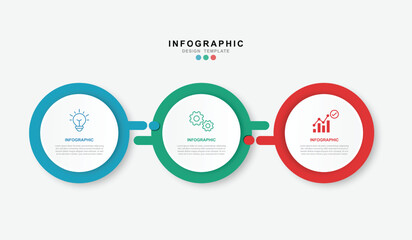 Fototapete - Business infographic template. 3 Step timeline journey. Process diagram, 3 options on white background