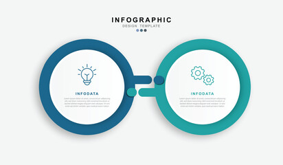 Fototapete - Vector Infographic label design template . process diagram with icons and 2 options or steps.