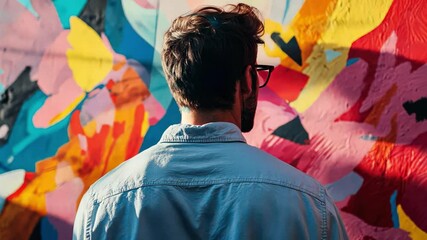 Wall Mural - a man advertising strategist uses ai-generated art, enhancing campaigns with cutting-edge visuals