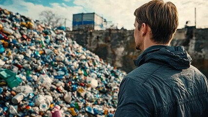 Wall Mural - A man advocate discusses circular economy and government policies, highlighting solutions for reducing waste