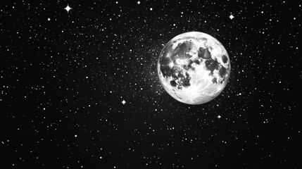 Wall Mural - Moon and stars with dark sky in the space universe.