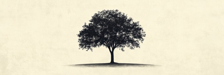 Poster - Silhouette of a solitary tree against a neutral background showcasing natures beauty and simplicity. Generative AI