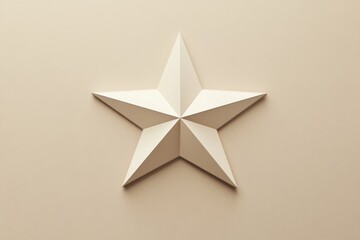 Fototapete - Decorative five pointed star crafted from paper mounted on a smooth wall surface in a modern interior space. Generative AI