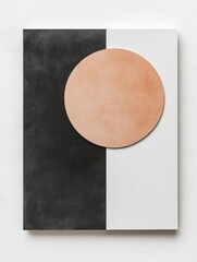Poster - Modern abstract artwork featuring a large circular shape on a split black and white background. Generative AI