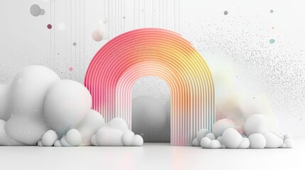 Wall Mural - colorful abstract rainbow arch with soft clouds and dreamy background design