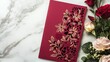 © Ari - Elegant Red Floral Laser Cut Invitation with Roses