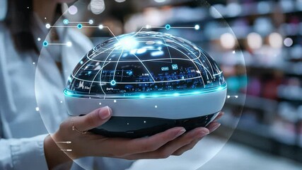 Wall Mural - a woman researcher integrates iot in retail, improving inventory management and customer experiences