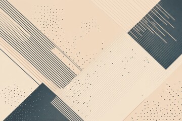 Fototapete - Abstract geometric design featuring lines and shapes in muted colors with intricate patterns and textures. Generative AI