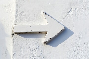 Aufkleber - Directional arrow on white wall indicating the way forward for pedestrians in urban setting. Generative AI