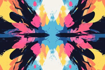 Fototapete - Vibrant abstract design featuring bold colors and dynamic brush strokes in an intricate pattern. Generative AI