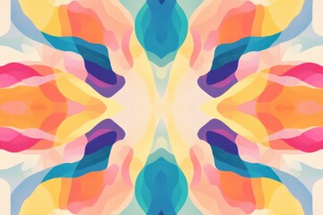 Leinwandbilder - Colorful abstract artwork with vibrant shapes and fluid patterns creating a symmetrical design in pastel hues. Generative AI