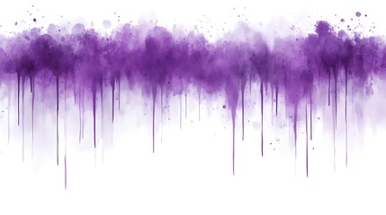 Purple watercolor drips; abstract art, white background