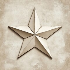 Poster - Seven pointed star in pale color displaying a textured surface against a neutral background. Generative AI