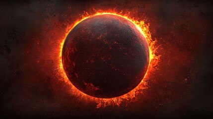 Wall Mural - Fiery Inferno A Burning Planet in Space