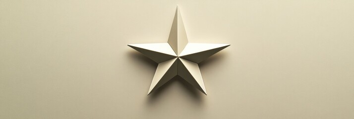 Leinwandbilder - Decorative white five point star displayed on a smooth beige background in a minimalist setting. Generative AI
