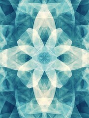 Aufkleber - Intricate blue floral pattern created with layers of translucent shapes and textures for modern decor or design projects. Generative AI