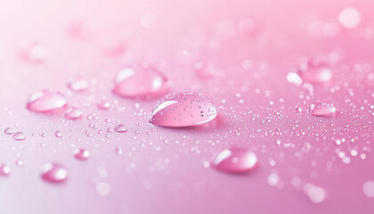 Wall Mural - delicate pink water droplets scattered on soft surface create serene atmosphere