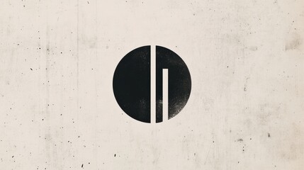 Leinwandbilder - Black circle with white vertical lines on textured surface showcases minimalist design aesthetic and modern creative flair. Generative AI