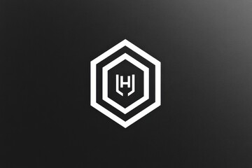 Aufkleber - Creative logo design featuring a hexagon shape and stylized lettering on a dark background. Generative AI