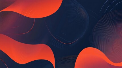 Poster - Dynamic abstract design featuring vibrant orange shapes on a deep blue background for a modern visual appeal. Generative AI