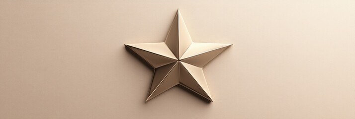 Poster - Decorative five pointed star crafted from beige material displayed on a smooth, soft background. Generative AI