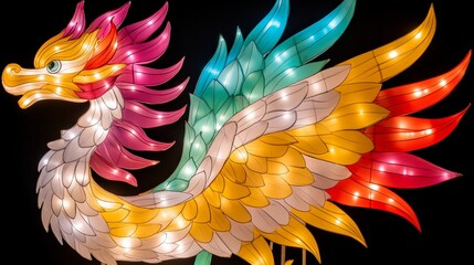 Wall Mural - Illuminated Dragon Lantern Festive Display Nighttime Spectacle