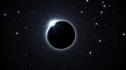 Wall Mural - Celestial Dance: A captivating cosmic spectacle unfolds, as the moon casts its shadow over the sun, creating a mesmerizing total solar eclipse against a backdrop of twinkling stars. 
