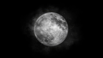 Wall Mural - Full Moon in Night Sky: A captivating full moon, radiant and luminous, dominates the night sky, surrounded by subtle cosmic dust and distant stars.