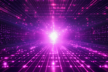 Wall Mural - large, brightly lit room with a purple hue. the room is filled with a multitude of purple lights, cr