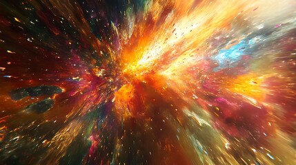 Wall Mural - A supermassive black hole absorbing a nearby gas cloud, creating a colorful and chaotic display of cosmic energy